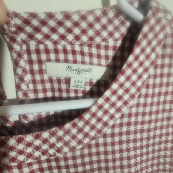 Madewell Filmscore Gingham Check T-Shirt Pocket Dress Red White sz XXS EUC - Picture 5 of 9